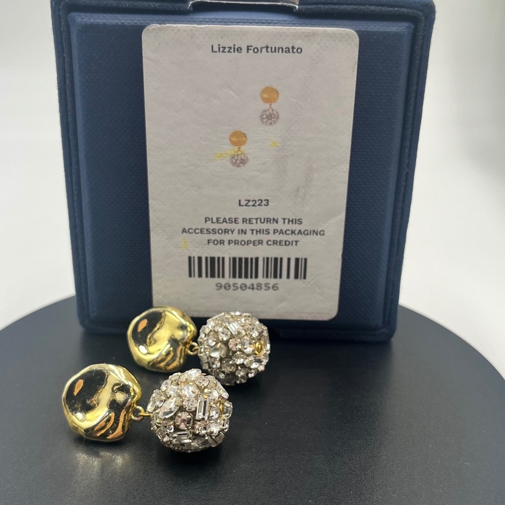 Lizzie Fortunato Meteor Shower 24K Gold Plated Coin Crystal Drop Earrings